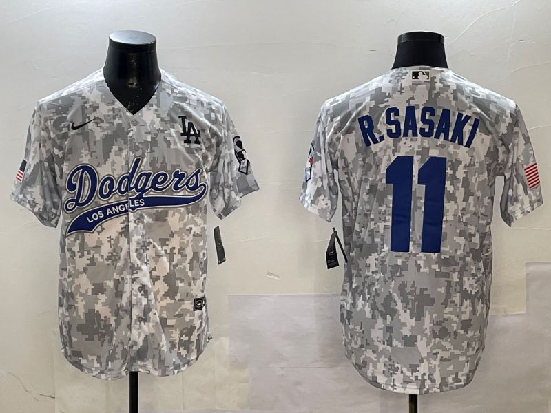 Men Los Angeles Dodgers #11 R.Sasaki Camo Jointly Name Game 2025 Nike MLB Jersey style 1->los angeles dodgers->MLB Jersey